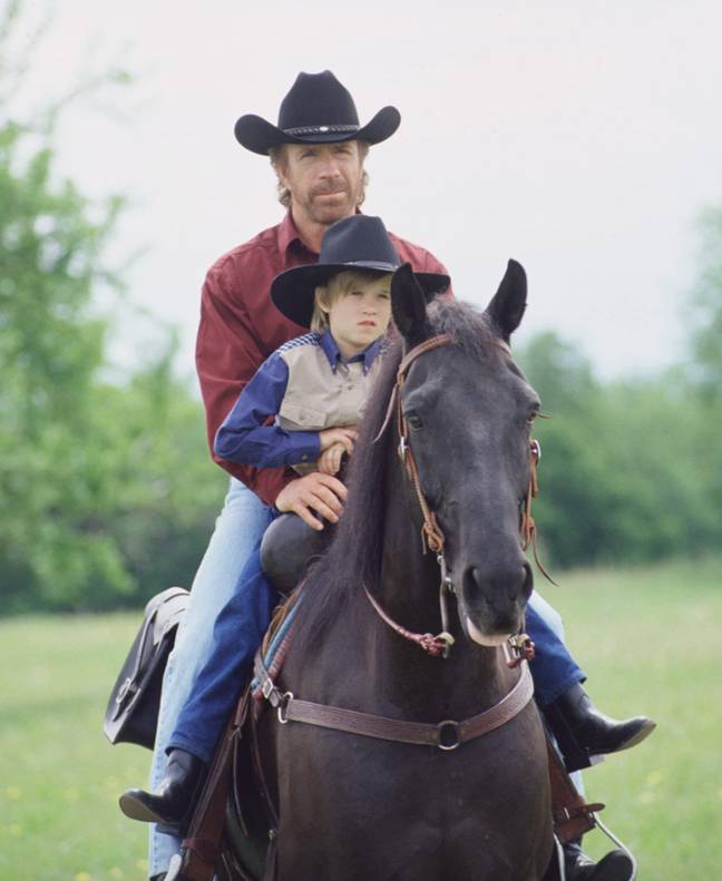 Chuck Norris and Haley Joel Osment in Walker, Texas Ranger (1993). Credit: IMDb
