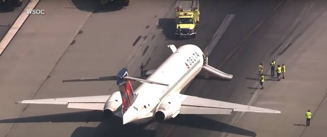 The pilots managed to land the plane without the front landing gear. Credit: ABC News/WSOC