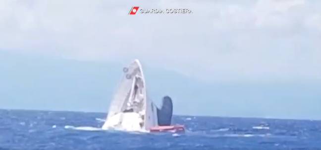 Footage showed the luxury yacht sinking at an alarming rate. Credit: Twitter/Guardia Costiera