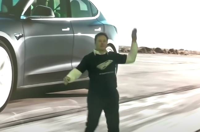 Musk danced in front of a huge crowd at the launch of Tesla's Model Y electric sports utility vehicle programme. Credit: @fvckgerry/Twitter