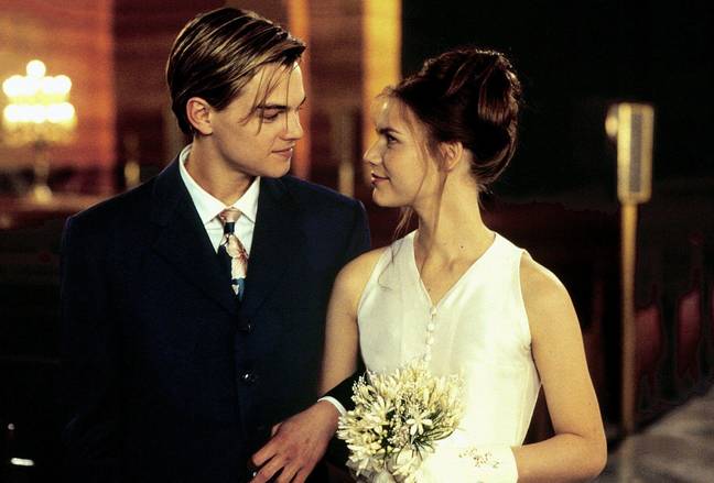 Leonardo DiCaprio and Claire Danes in Romeo + Juliet (1996). Credit: AJ Pics / Alamy Stock Photo