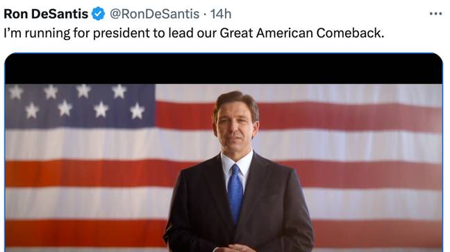 Ron DeSantis announced his campaign on Twitter. Credit: Twitter/@RonDeSantis