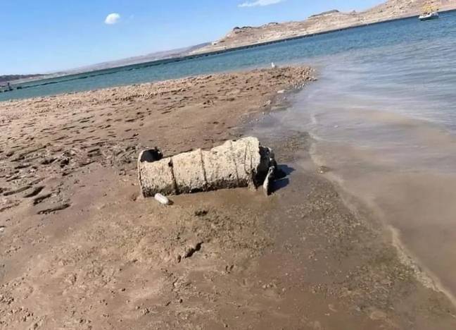 A barrel containing human remains was discovered at Lake Mead earlier this summer. Credit: Shawna Elizabeth Hollister/Facebook