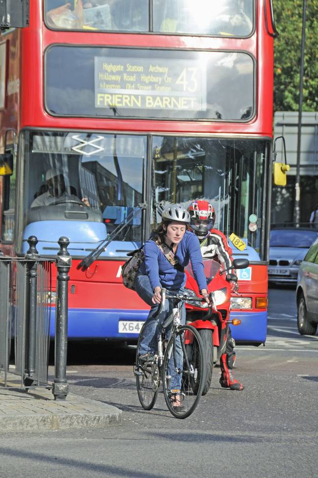 Cyclist Riding Behind Bus Bus company puts drivers on bicycles to show how terrifying it is for ...