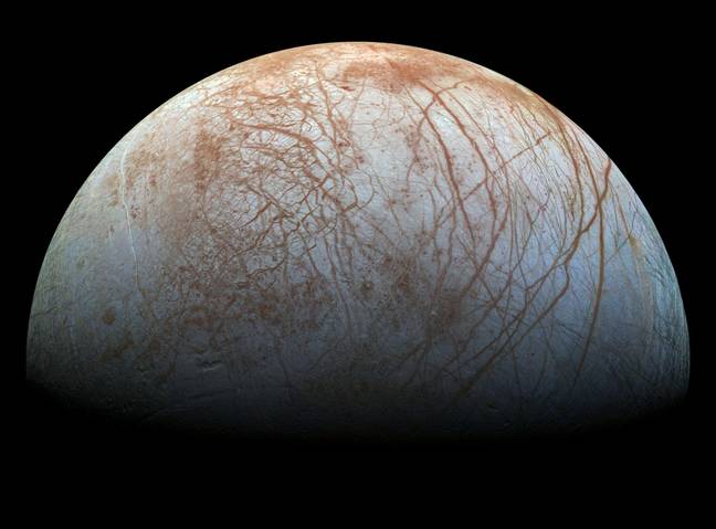 Europa, one of the moons of Jupiter, could hold the key to determining whether there's alien life out there. Credit: Geopix / Alamy Stock Photo