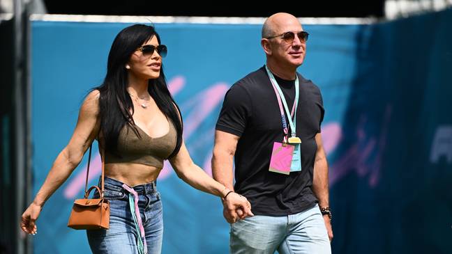 Lauren Sánchez and Jeff Bezos got engaged earlier this year. Credit: Clive Mason - Formula 1/Formula 1 via Getty Images