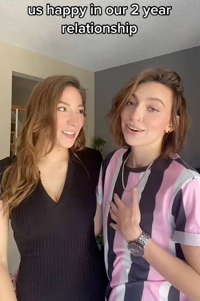 Carley and Mercedes in the now-viral video. Credit: @carleyandmercedes/TikTok