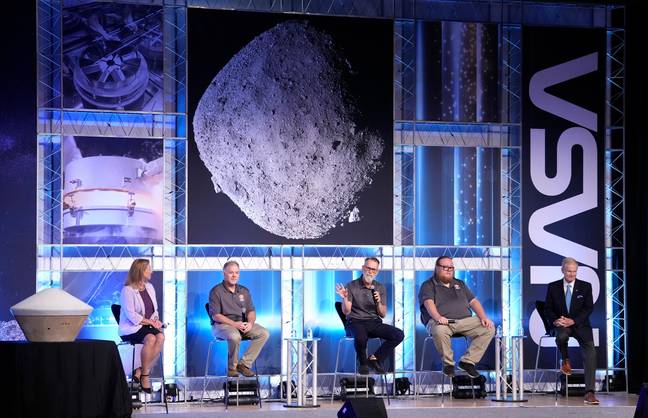 The rocks and dust were collected from asteroid Bennu. Credit: Getty Images/ Melissa Phillip. Houston Chronicle
