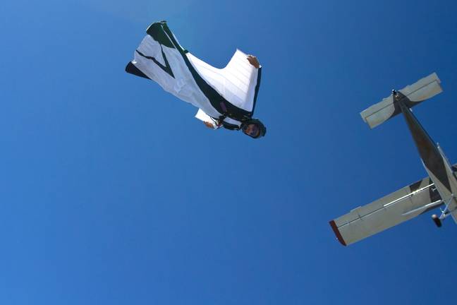 A wingsuited skydiver. Credit: Oliver Furrer/Getty Images