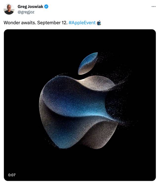 Apple's next big event, titled Wonderlust, will happen on September 12. Credit: X/@gregjoz