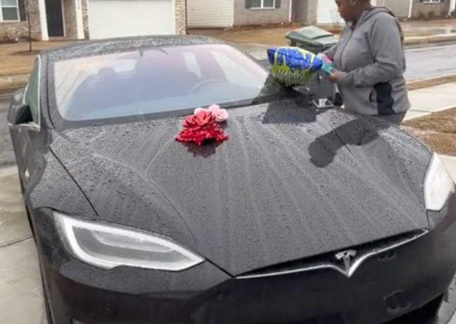 The new Tesla wasn't good enough for the teen. Credit: TikTok/@neshieslife2340