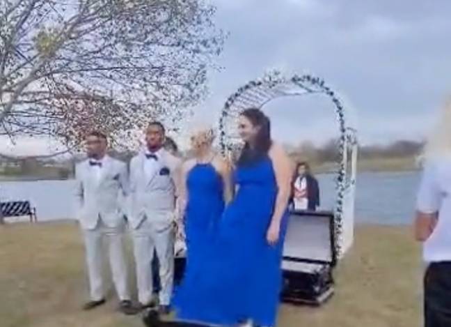 The groom's stunt caused outrage on social media. Credit: @tobz88/ TikTok