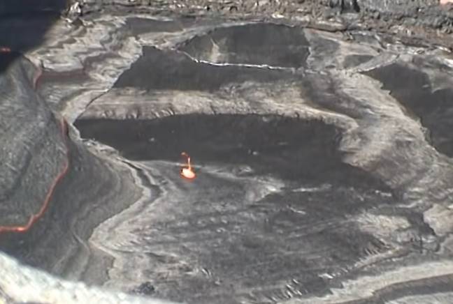 "Oh look it broke the surface, it's made a nice little hole." Credit: YouTube/Photovolcanica