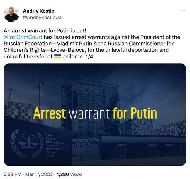 Ukraine's Prosecutor General praised the move. Credit: Twitter