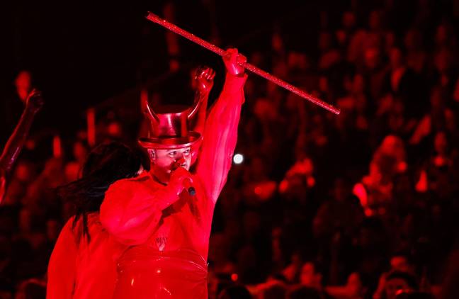 Sam Smith took to the stage dressed in a devil-inspired costume. Credit: REUTERS / Alamy Stock Photo
