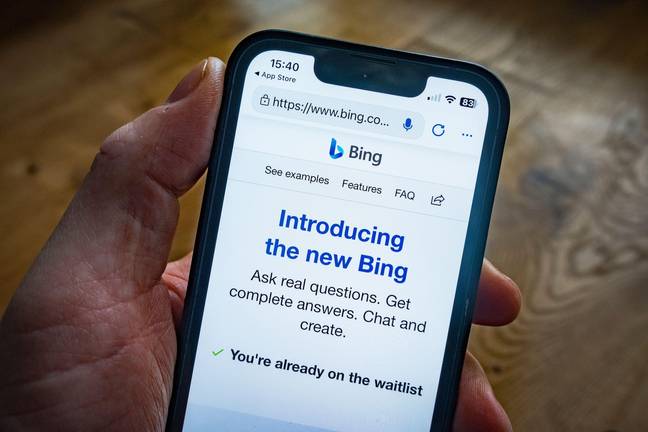 New Microsoft Bing search engine powered by ChatGPT by OpenAI. Credit: Iain Masterton / Alamy Stock Photo