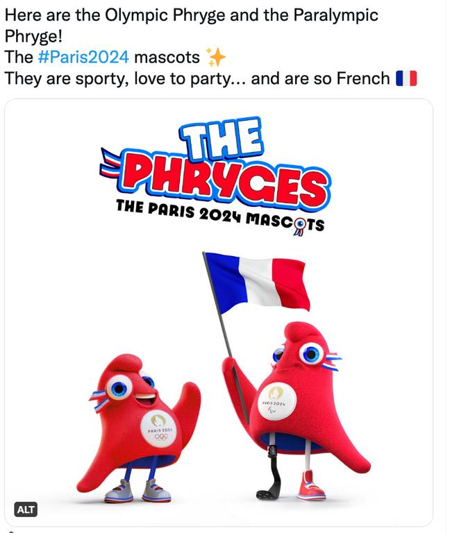 The mascots are meant to be hats. Credit: @Paris2024