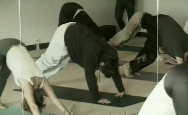 Johnny Knoxville's yoga class prank. (MTV)