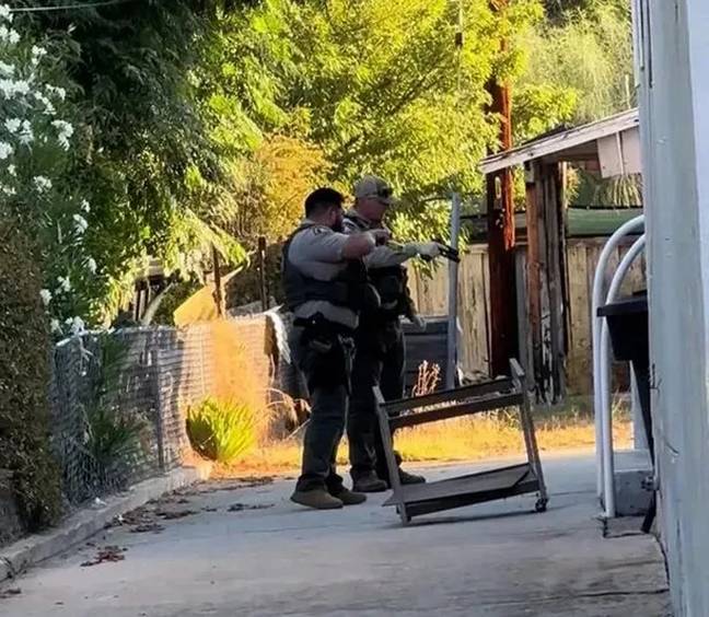 Two police officers arrived at the scene and arrested the man. Credit: TikTok/@ashlyguardino