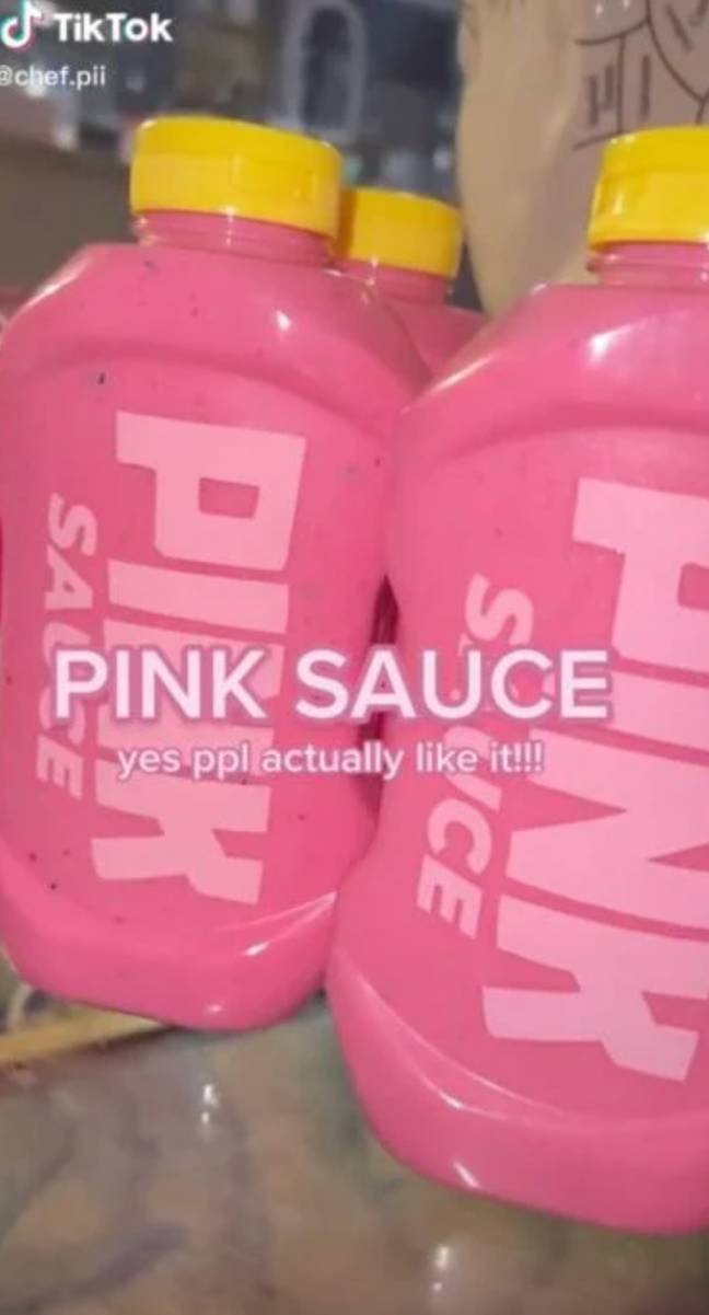 A chef on TikTok has come under fire for selling a fluorescent pink sauce for $20 a pop that allegedly isn’t FDA approved. Credit: TikTok/@chef.pii