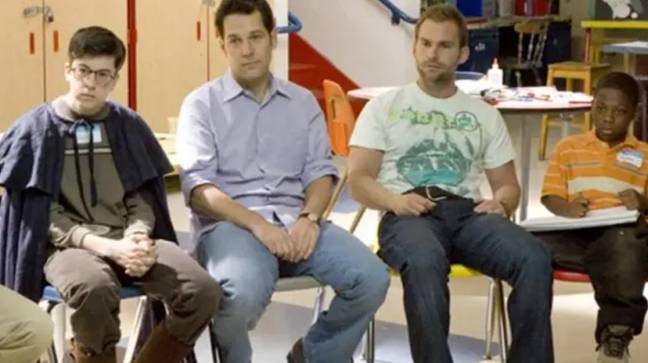 The actor pictured alongside (L-R) Christopher Mintz-Plasse, Paul Rudd and Bobbe J Thompson in 2008's Role Models. Credit: Universal PIctures