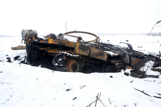 Destroyed military vehicle in Kharkiv (Alamy)