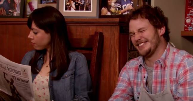 Aubrey Plaza and Chris Pratt are quite like their Parks and Rec characters. Credit: NBC