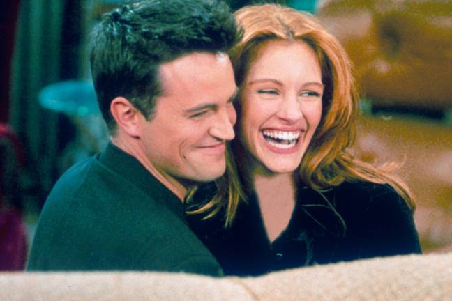 Matthew Perry's Chandler Bing hit it off with an old school friend Susie, played by Julia Roberts on Friends. Credit: NBC