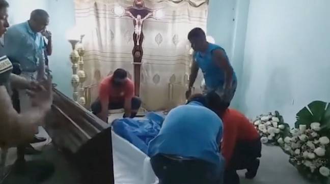 The 76-year-old relatives were shocked when they heard knocking noises coming from her coffin. Credit: Ecuador Comunicación