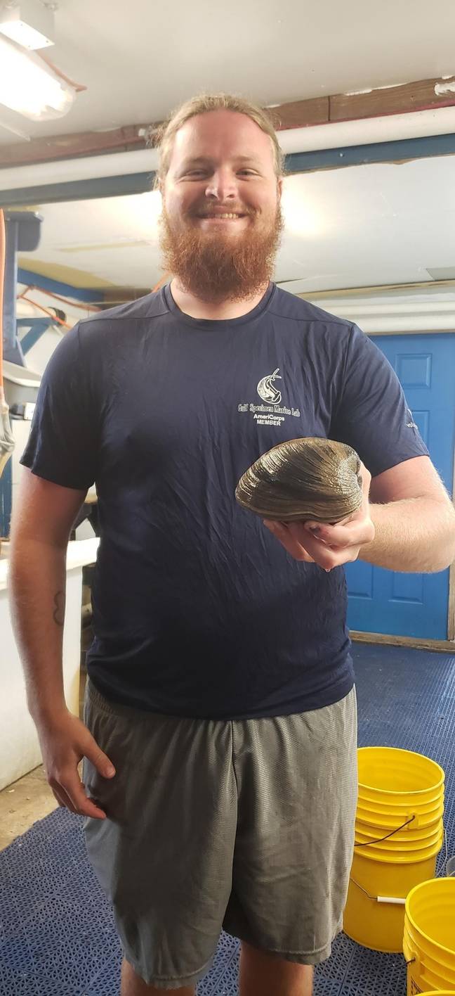 Blaine Parker holding his prized find. Credit: Gulf Marine Specimen Lab
