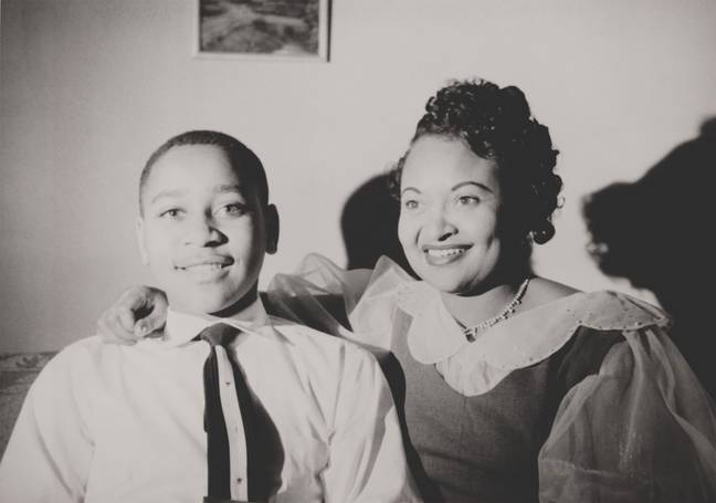 Emmett Till with his mother Mamie. Credit: Alamy