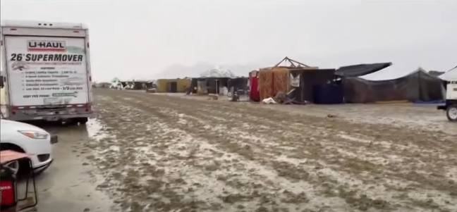 Heavy rain has turned the Burning Man Festival campgrounds into a muddy mess. Credit: KTVU FOX 2 San Francisco
