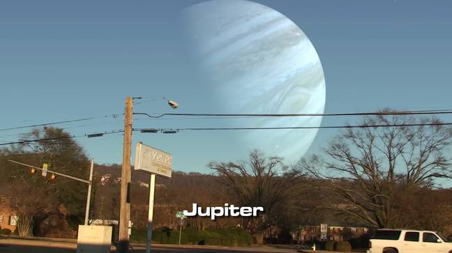 Jupiter would dominate our skies if located closer to Earth. Credits: yeti dynamics/YouTube