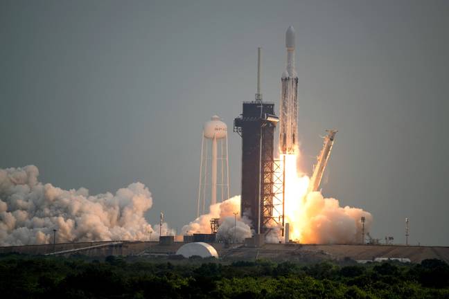 The SpaceX Falcon Heavy rocket launched on Friday, October 13. Credits: Aubrey Gemignani/NASA via Getty Images