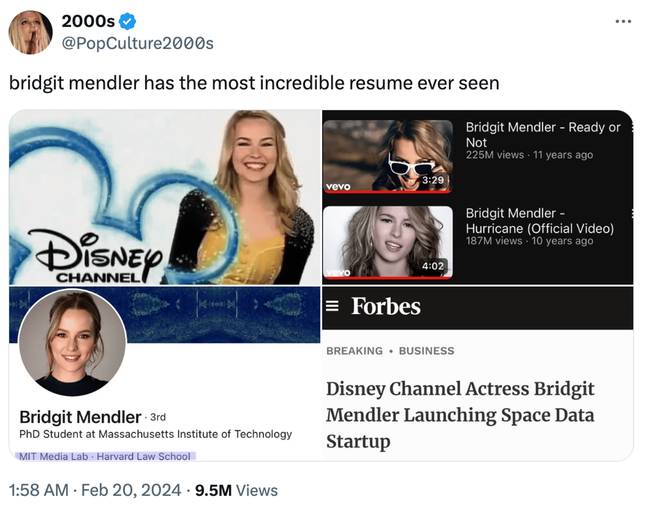 Fans are blown away by Mendler's achievements. Credit: X/@PopCulture2000s