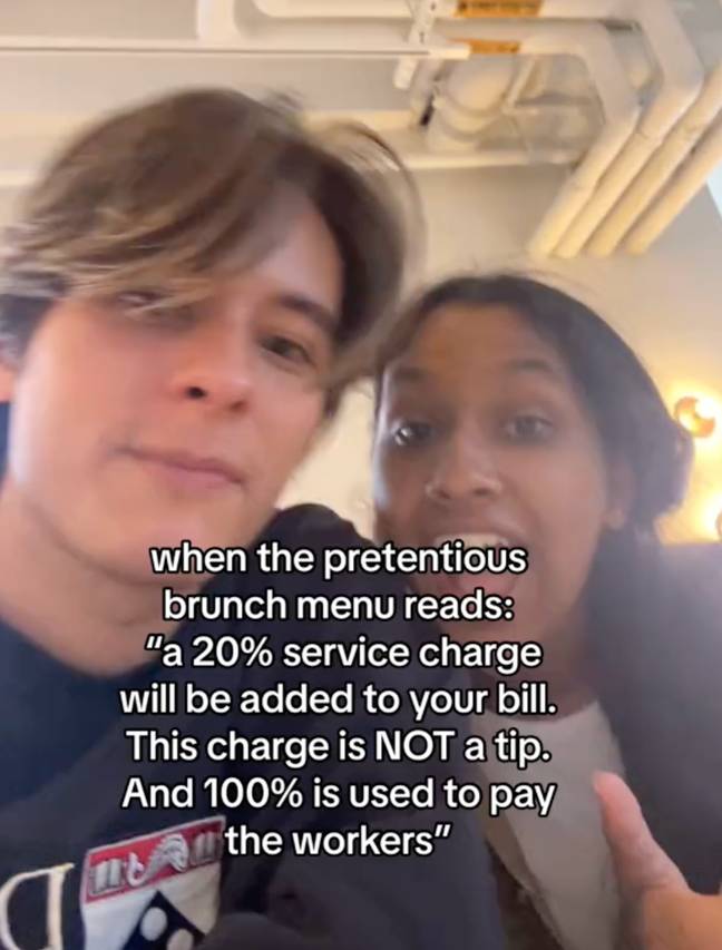 The menu explained the service charge. Credit: TikTok/@jacktylercolby