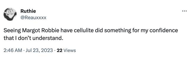 Fans flocked to Twitter to praise the movie's inclusion of cellulite. Credit: Twitter/@Reauxxxx