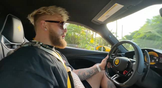 Jake Paul driving his new Ferrari. Credit: Jake Paul/YouTube