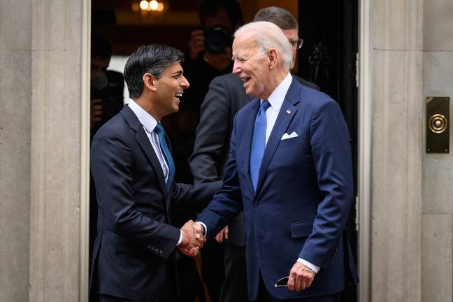 Biden visiting Rishi Sunak at Downing Street. Credit: Getty