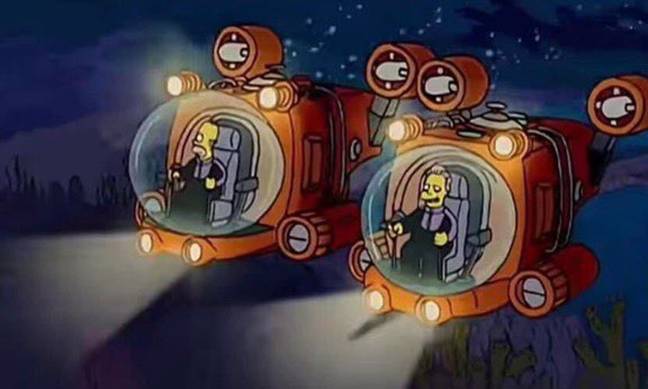 Homer is even seen in a small submarine. Credit: Disney