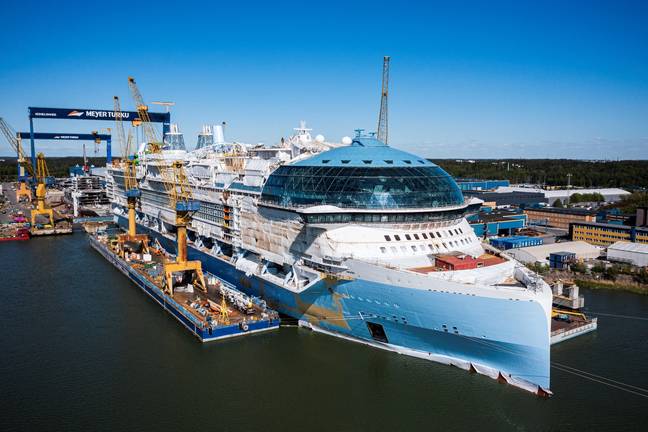 The huge ship was constructed in Finland. Credits: JONATHAN NACKSTRAND/AFP via Getty Images