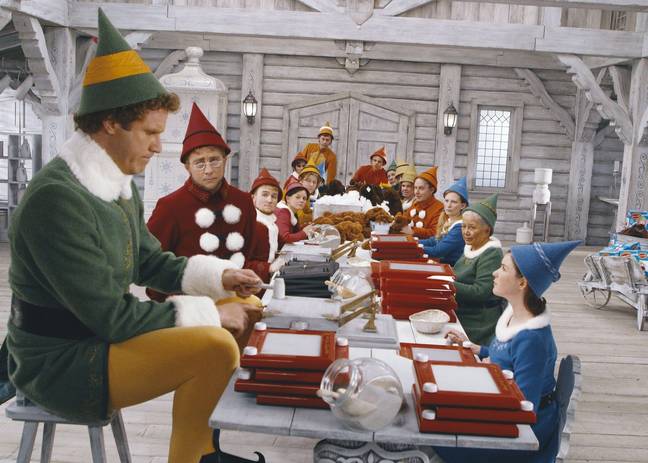 Peter Billingsley (red suit) also appeared in 2003's Elf. Credit:  Sipa US / Alamy Stock Photo