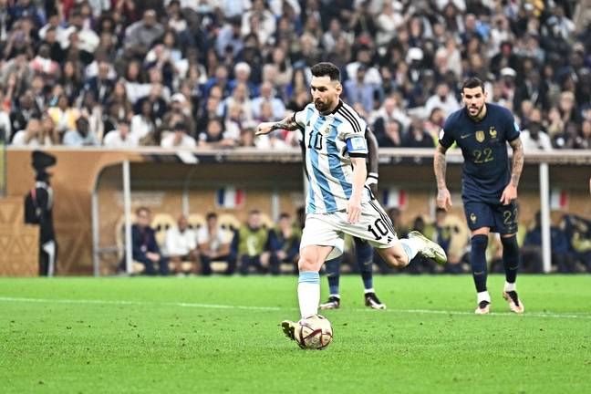 Messi scored from the penalty spot to open the scoring. Credit: Abaca Press/Alamy