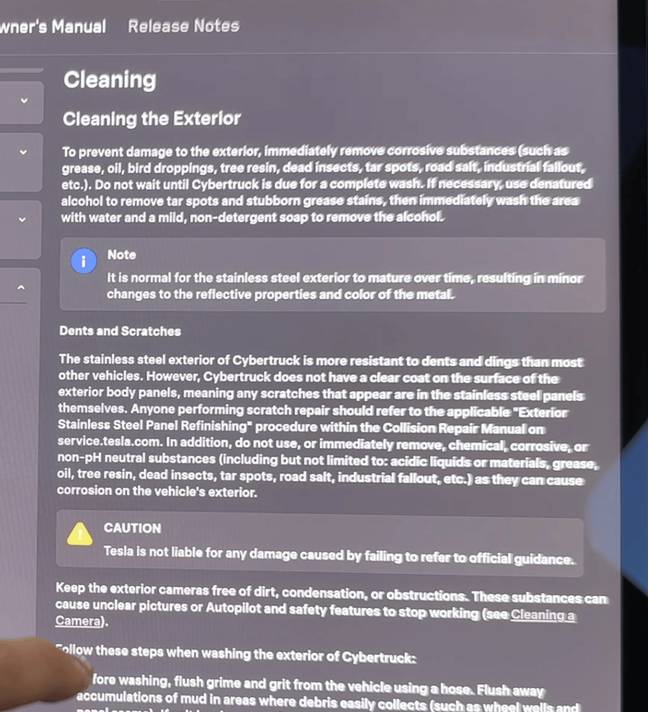 The Cybertruck owner's manual. Credit: X/@solarbrewer
