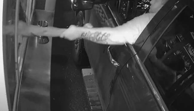 The man's distinctive tattoo was spotted on camera. Credit: Auburn WA Police Dept