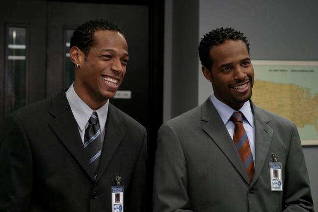 Shawn Wayans as Kevin Copeland and Marlon Wayans as Marcus Copeland in the crime comedy White Chicks. Credit: Sony Pictures
