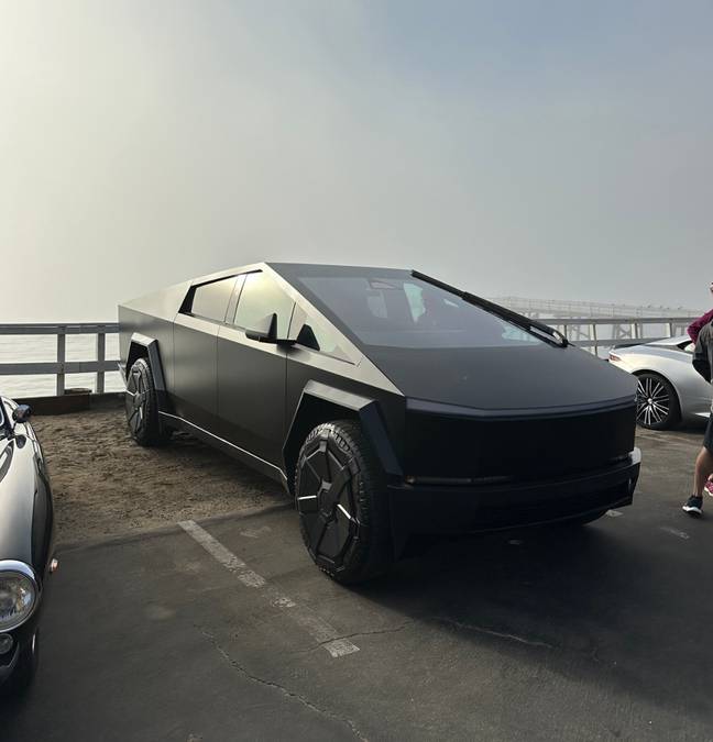 Tesla's Cheif Designer recently took a Cybertruck to a Cars &amp; Coffee meet up. Credits: dsgolson/TikTok
