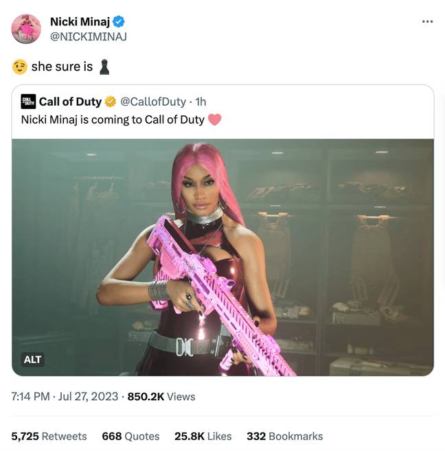 Superbass Rapper Nicki Minaj playable character for Call Of Duty ...