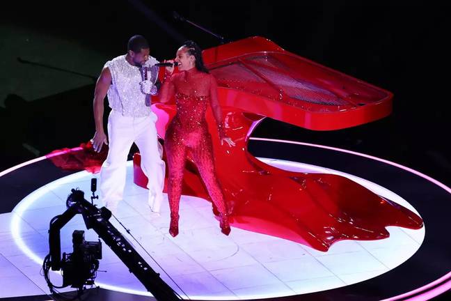 Alicia Keys joined Usher for the Super Bowl halftime show. Credit: Michael Reaves/Getty Images
