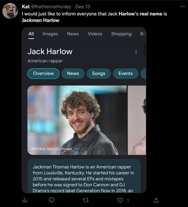 Turns out his full name is Jackman Thomas Harlow. Credit:@KatherineHunley/ Twitter 